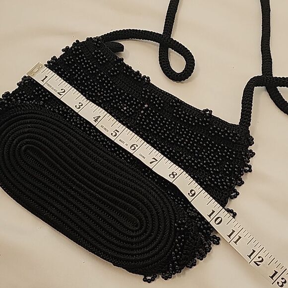 Silver blue Black Beaded Purse - Picture 4 of 7